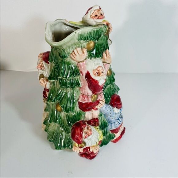 Fitz & Floyd Vintage "Old World Christmas Elves" Ceramic Trim-A-Tree 2Qt Pitcher - Picture 2 of 9